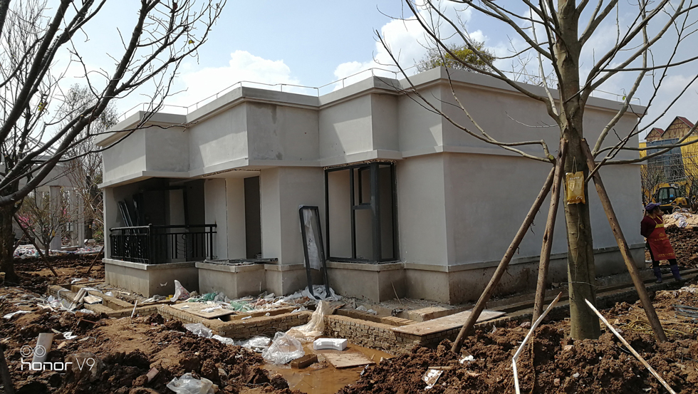 恒大养生谷样板房外墙腻子粉